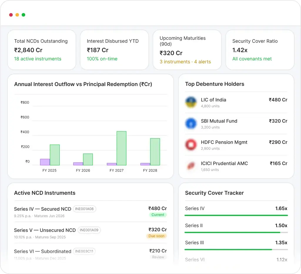 Debt / NCD Servicing Engine preview